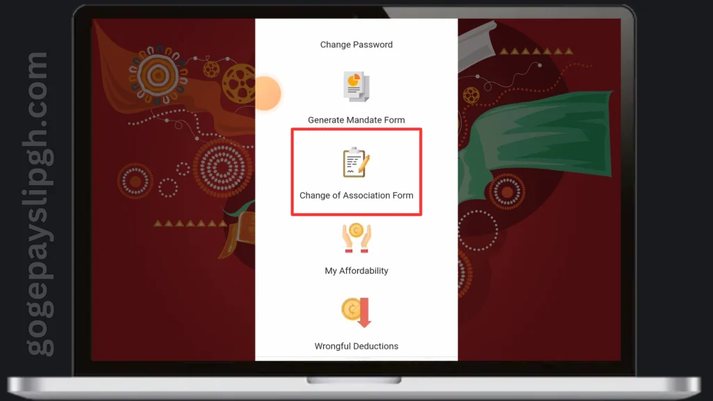 click change of association