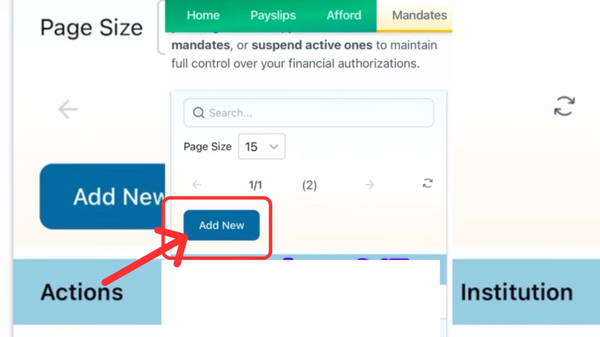 click add new button