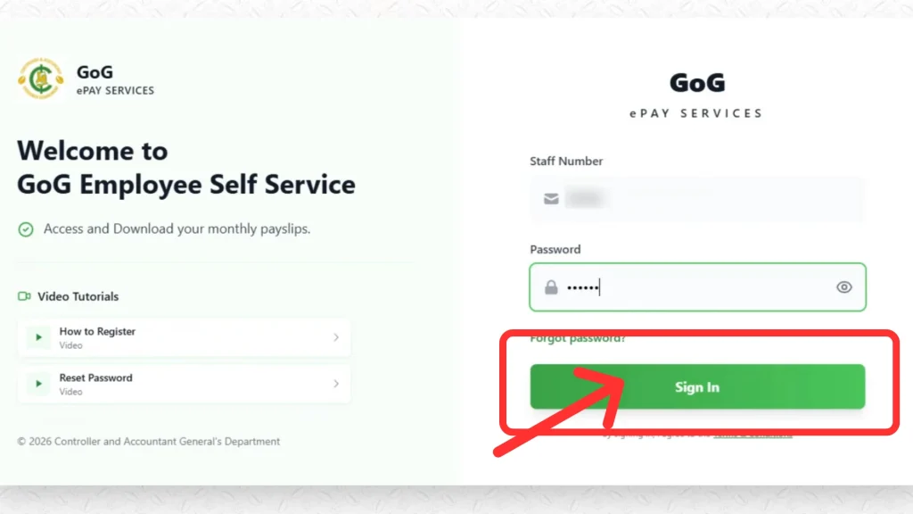 Login to gog epay services portal